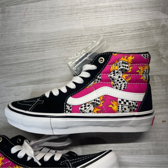 Vans SK8-Hi Fuchsia Fedora Black Suede Dice High Top Skate Sneaker Mens Size 5.5 - Picture 6 of 16